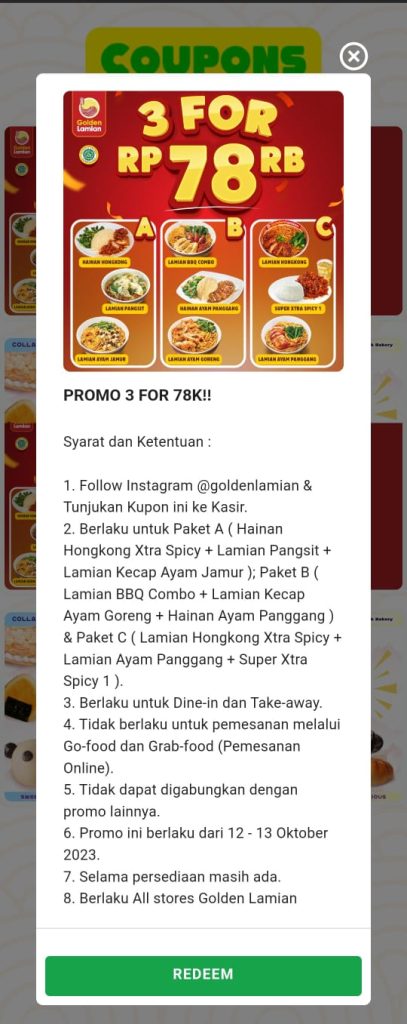 Promo Golden Lamian 3 for 78rb 12-13 Oktober 2023