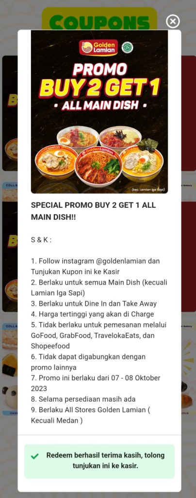 Promo Golden Lamian Buy 2 Get 1 All Main Dish Oktober 2023