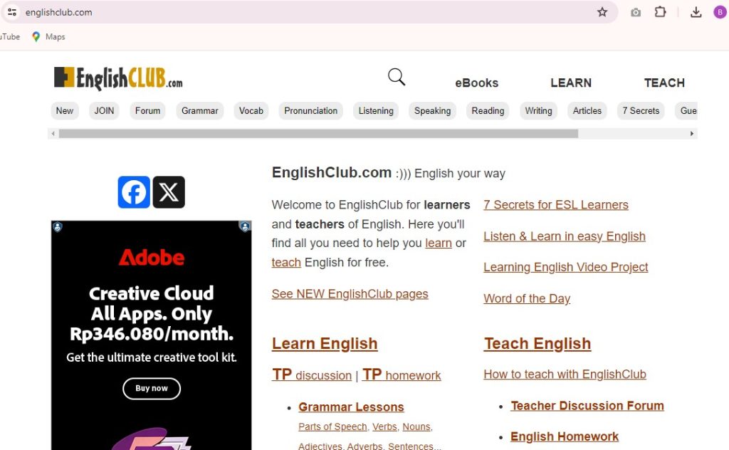 english club website gratis belajar bahasa inggris